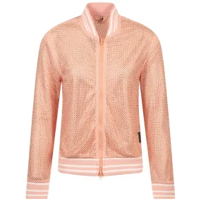 Womens Rinestone Mesh Bomber Jacket Light Pink - SS24