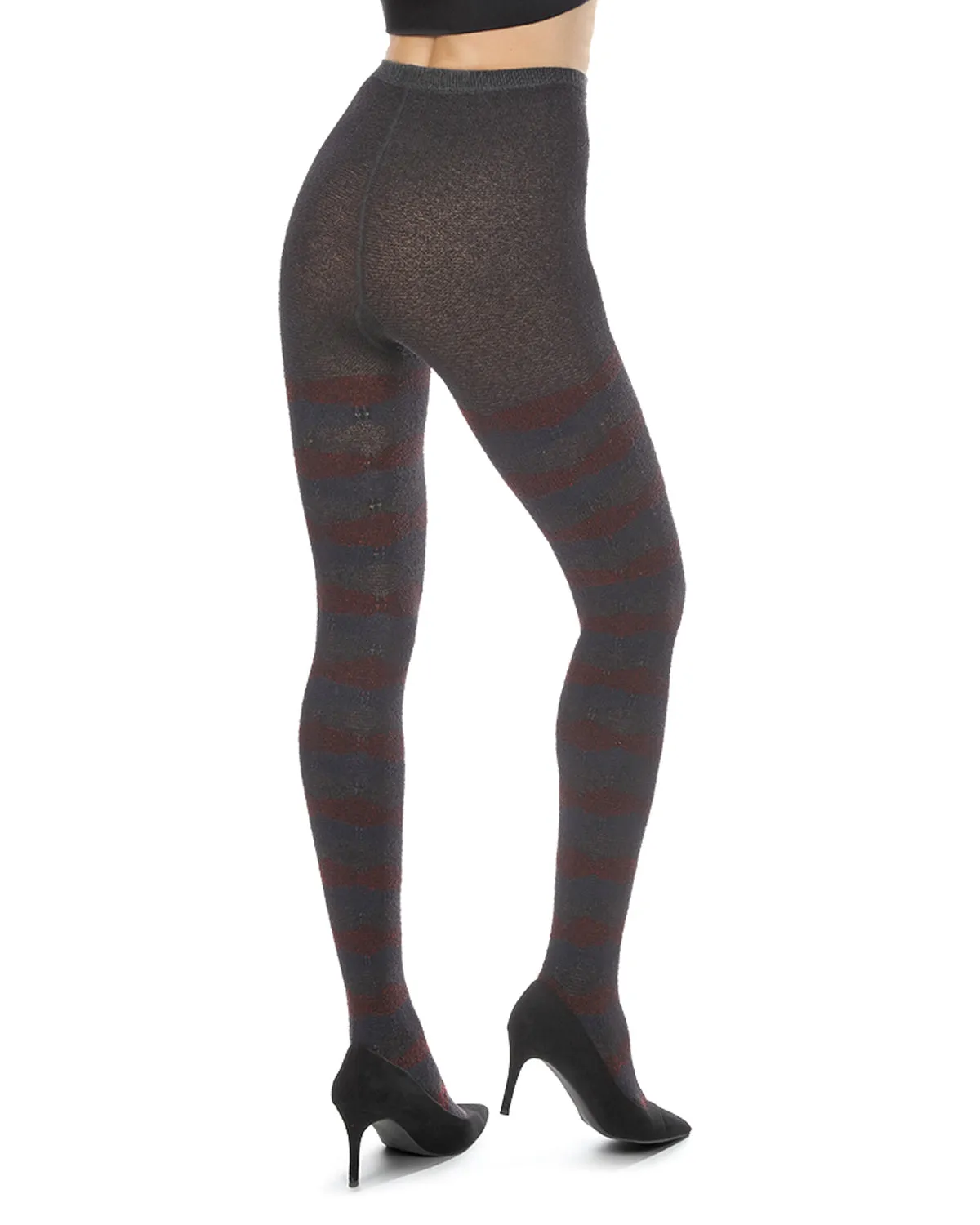 Women's Zig Zag Band Cotton Blend Warm Sweater Tights