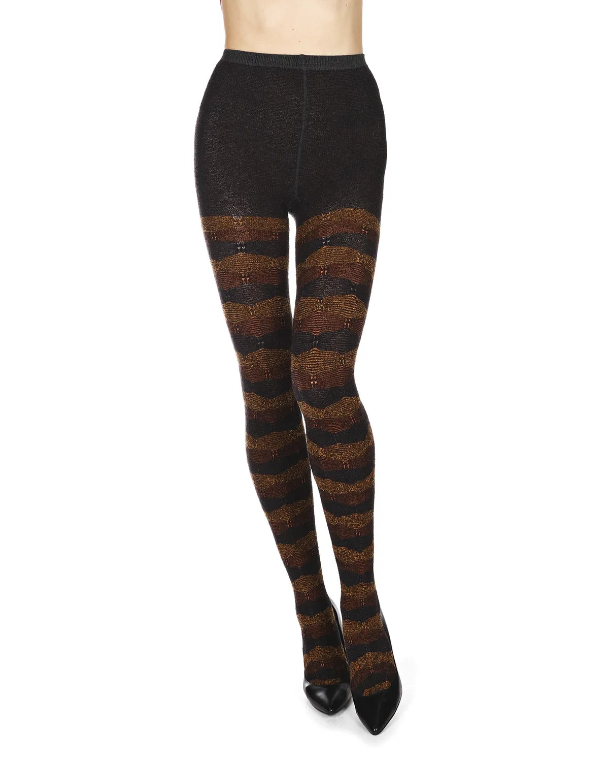 Women's Zig Zag Band Cotton Blend Warm Sweater Tights