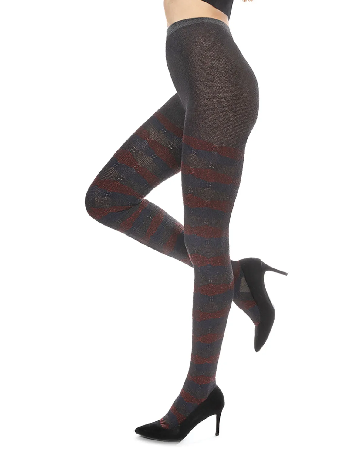 Women's Zig Zag Band Cotton Blend Warm Sweater Tights