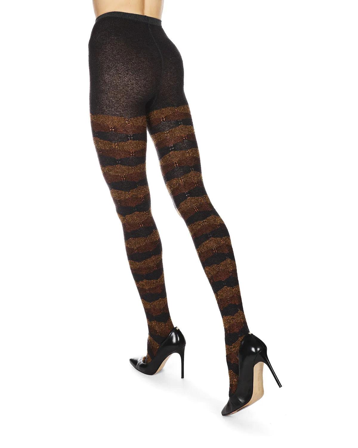 Women's Zig Zag Band Cotton Blend Warm Sweater Tights