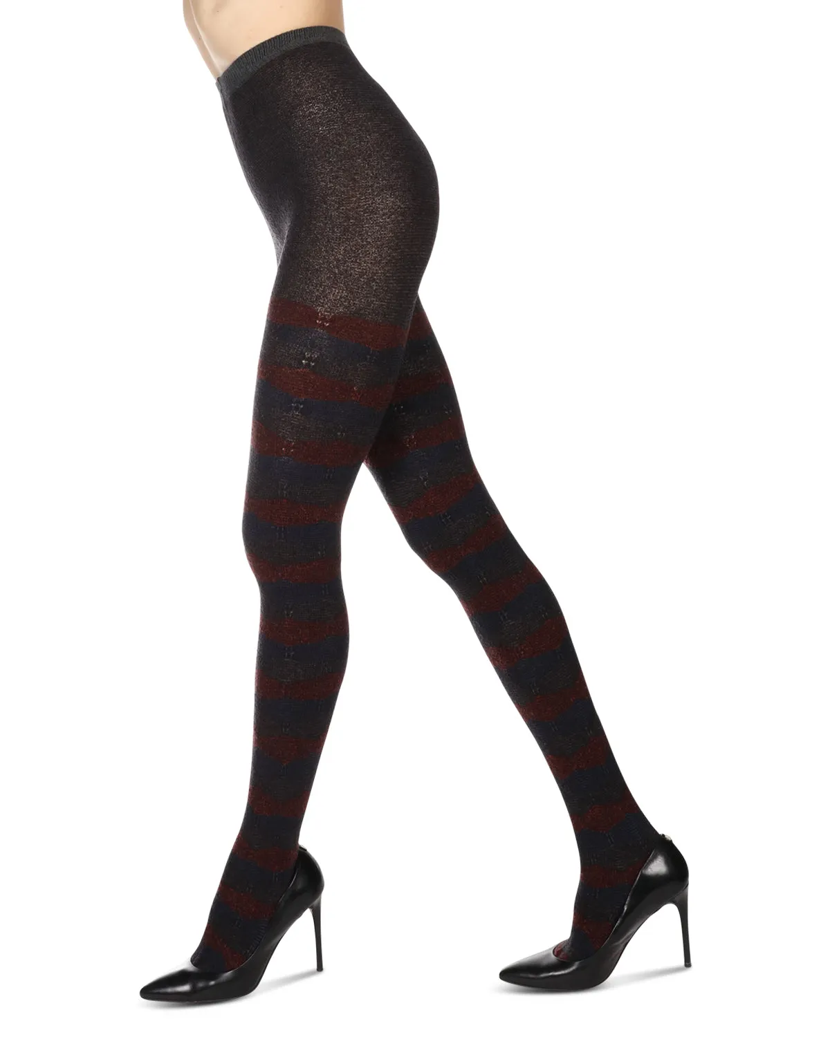 Women's Zig Zag Band Cotton Blend Warm Sweater Tights