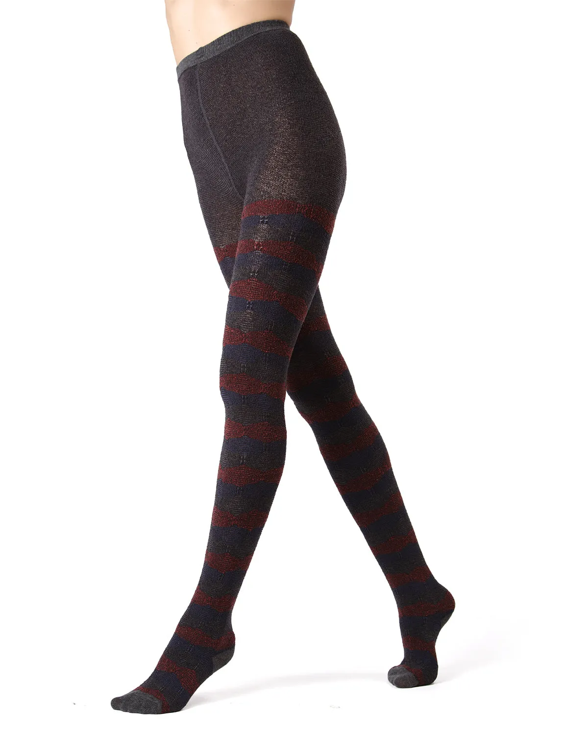 Women's Zig Zag Band Cotton Blend Warm Sweater Tights