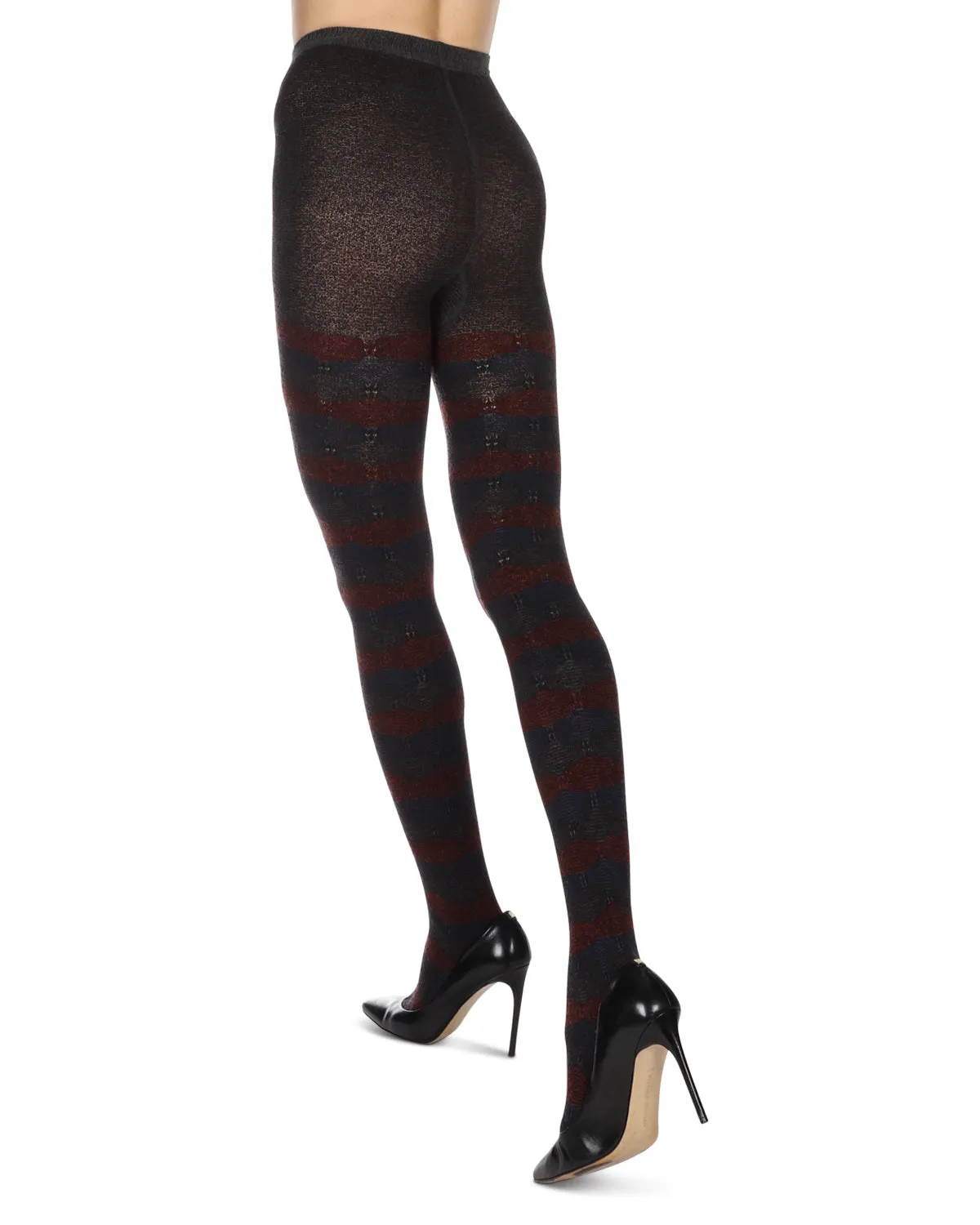 Women's Zig Zag Band Cotton Blend Warm Sweater Tights