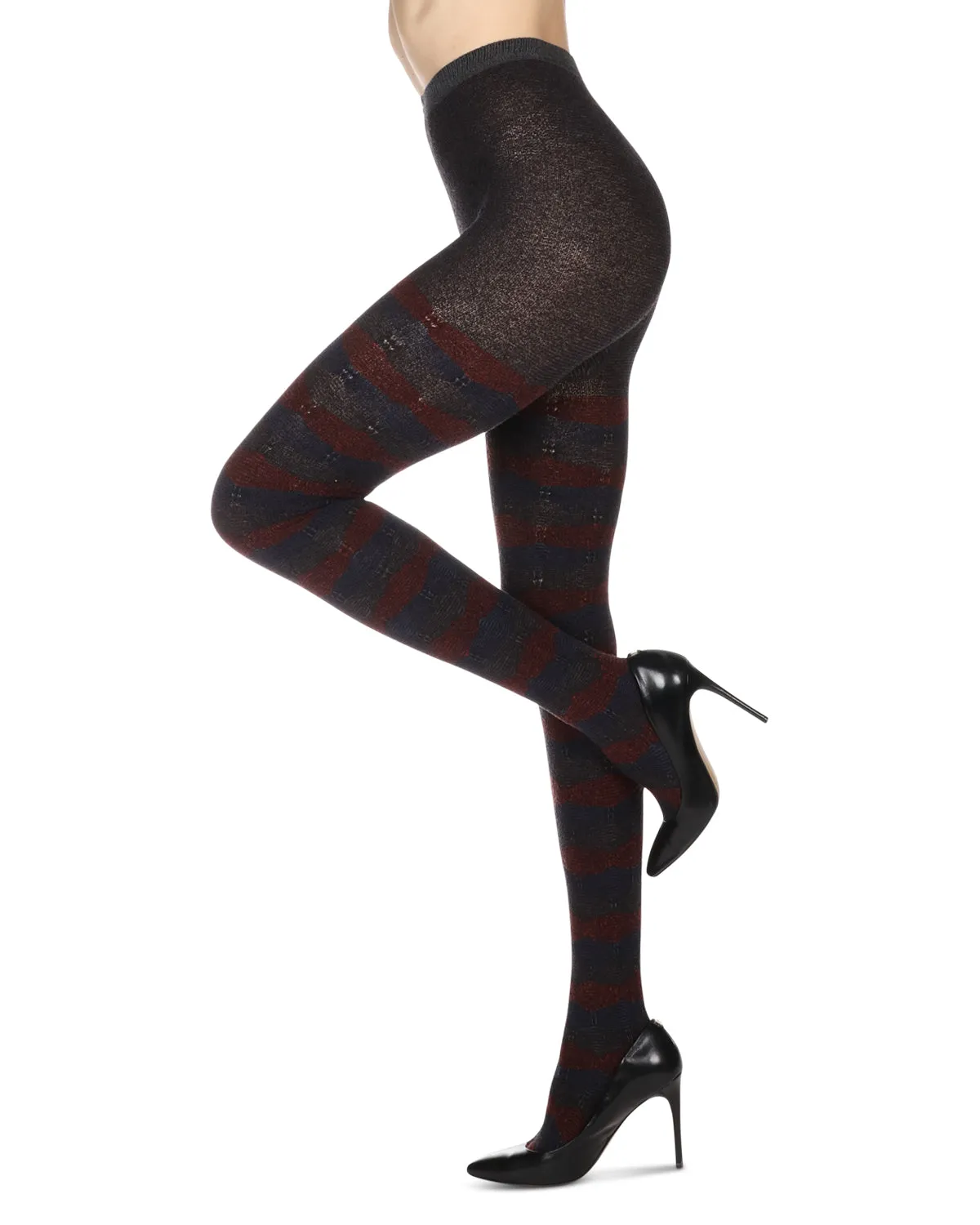 Women's Zig Zag Band Cotton Blend Warm Sweater Tights