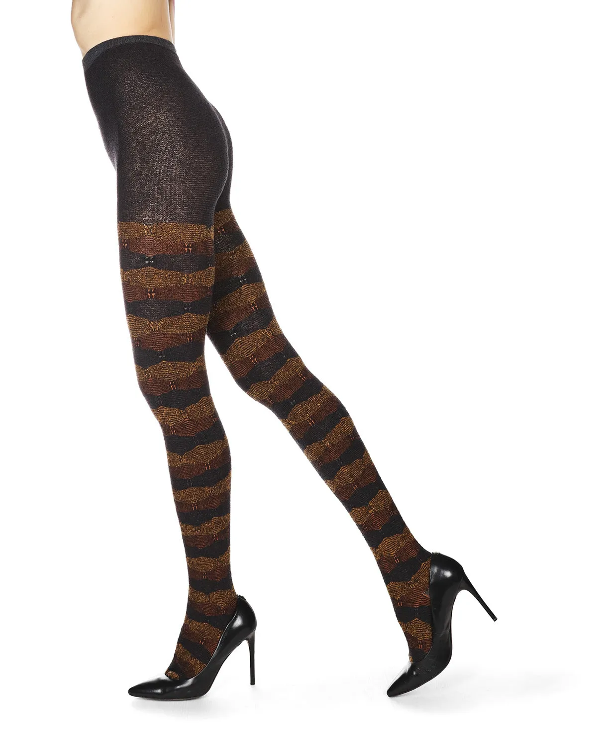 Women's Zig Zag Band Cotton Blend Warm Sweater Tights