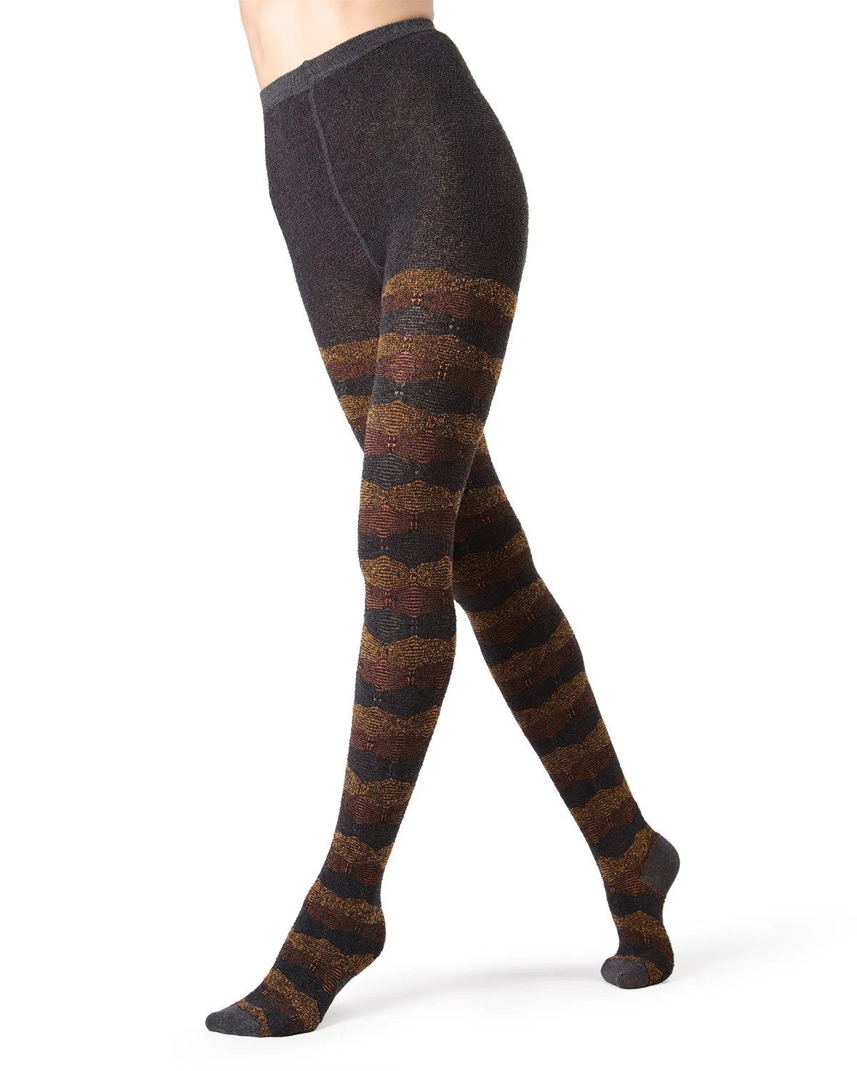 Women's Zig Zag Band Cotton Blend Warm Sweater Tights
