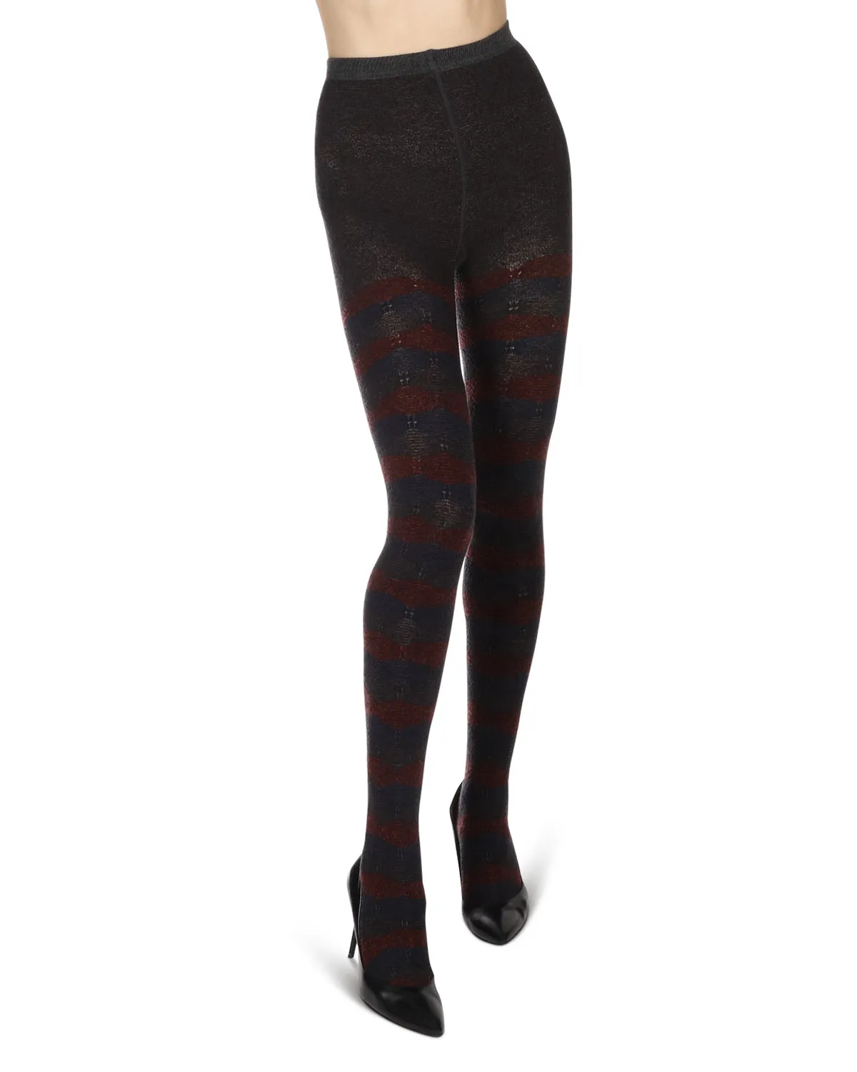 Women's Zig Zag Band Cotton Blend Warm Sweater Tights